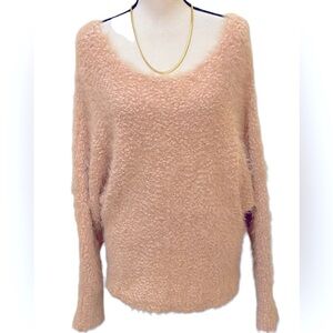 Swagger Pale Pink Eyelash Batwing Sleeves Sweater Sz L